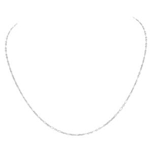 Oval/oblong figaro link 14k white gold necklace, length 16".