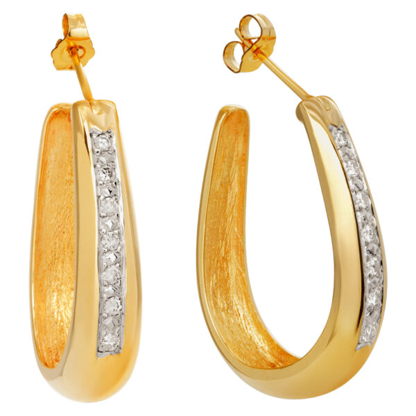 Oblong diamond hoop earrings in 14k; 0.30 carats in diamonds