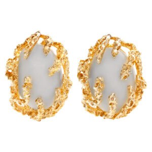 Caged angel skin clip earrings in 14k