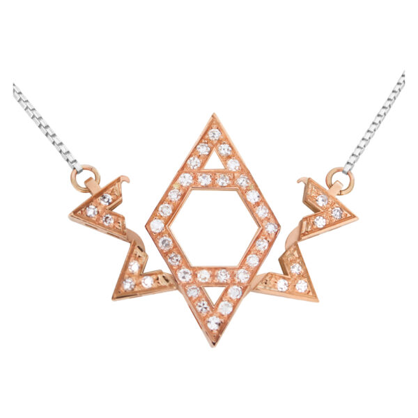 "Star of David" pendant with approximately 0.75 carat pave diamonds set in 18k rose gold with an 18k white gold chain