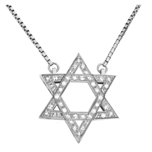 "Star of David" pendant with approximately 0.75 carat pave diamonds set in 18k white gold