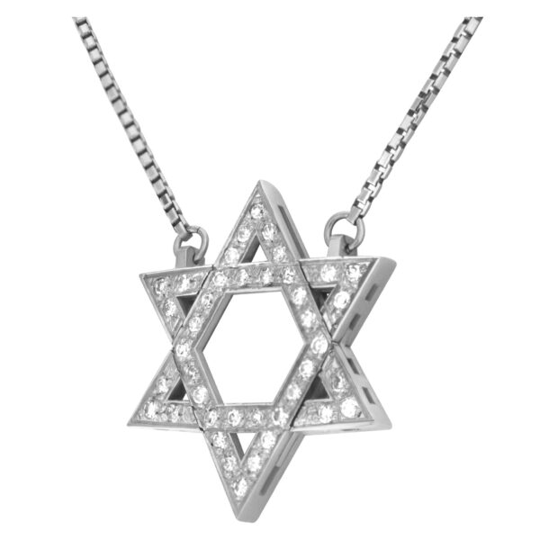 "Star of David" pendant with approximately 0.75 carat pave diamonds set in 18k white gold