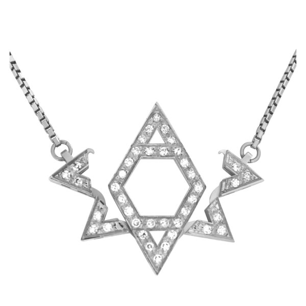 "Star of David" pendant with approximately 0.75 carat pave diamonds set in 18k white gold