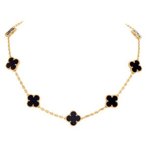 Vintage Van Cleef & Arpels Alhambra necklace with 10 onyx motifs