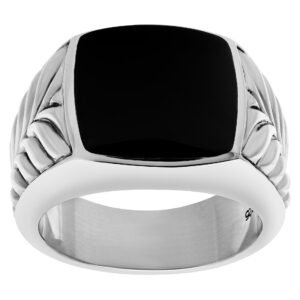 David Yurman sterling silver ring with center onyx