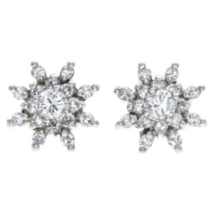 Diamond snowflakes earrings In 14k White Gold