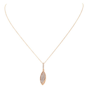 14k rose gold diamond pendant and chain. approx. 0.40 carats in diamonds