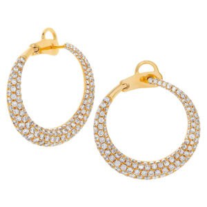 18k rose gold diamond earrings with 3.39 carats in brilliant round cut diamonds