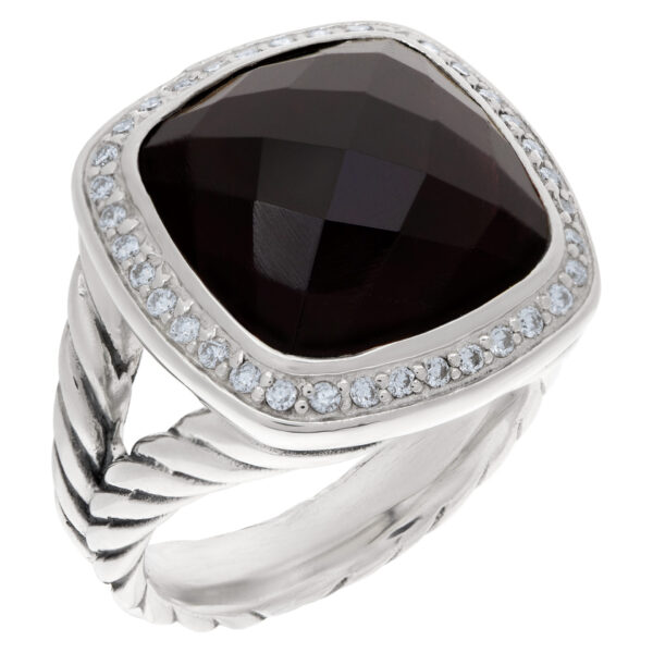 David Yurman Albion onyx ring with diamond accents in sterling silver