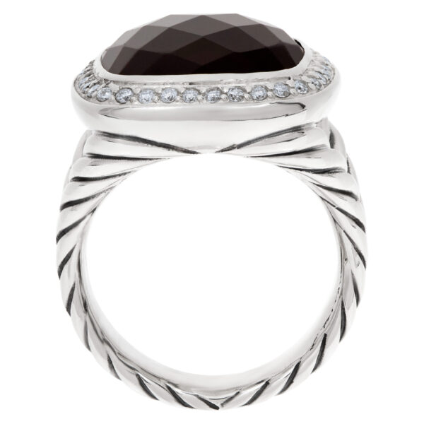 David Yurman Albion onyx ring with diamond accents in sterling silver