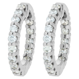 Diamond hoop 2 carat earrings in 18k white gold