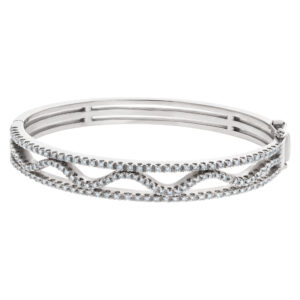 Gorgeous Diamond wave bangle in 14k white gold