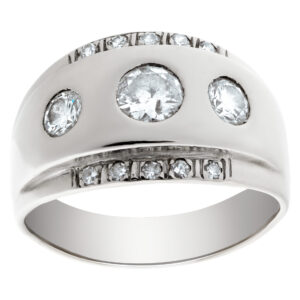 "Past, Present, Future" ring with 3 diamonds, approximately 1.35 carat total weight.