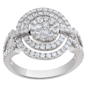 Concentric design diamond ring in 18k white gold