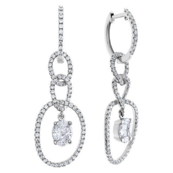 Diamond link drop earring in 18k white gold