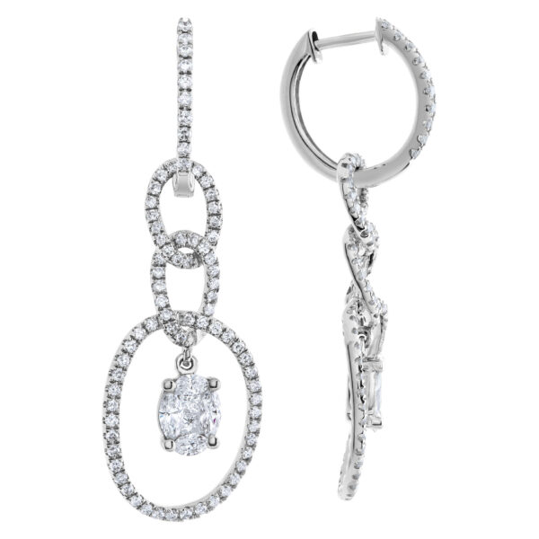 Diamond link drop earring in 18k white gold