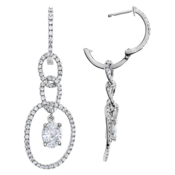 Diamond link drop earring in 18k white gold