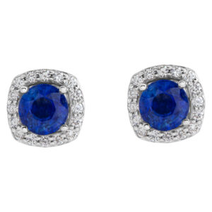 Sapphire and diamond earring in 14k white gold setting