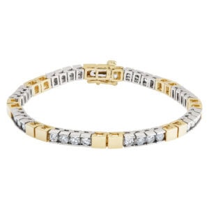 Tennis diamond bracelet in 14k white and yellow gold