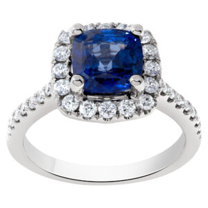 Diamond and sapphire ring in 18k white gold