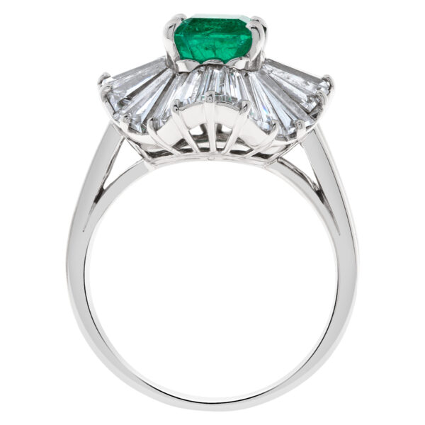 Platinum emerald ring with diamond accents