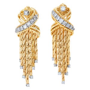 Drop earrings with diamond accents in 14k