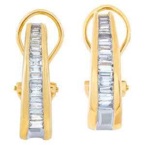 Baguette diamond earrings with approximately 1.50 carat in diamonds set in 14k