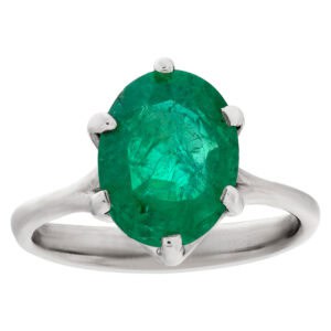 AGL certificate 3.67 carats emerald ring in platinum