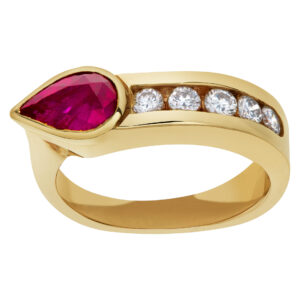 Ruby ring with diamond accents in 14k