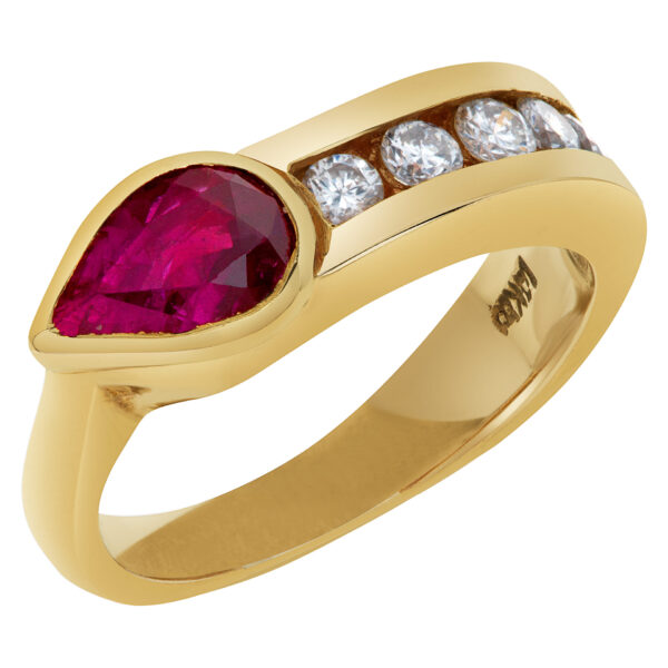 Ruby ring with diamond accents in 14k