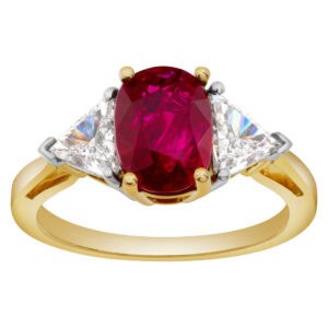 Ruby and diamond ring in platinum and 18k yellow gold