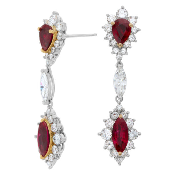 AGL certified Ruby and diamond drop earrings