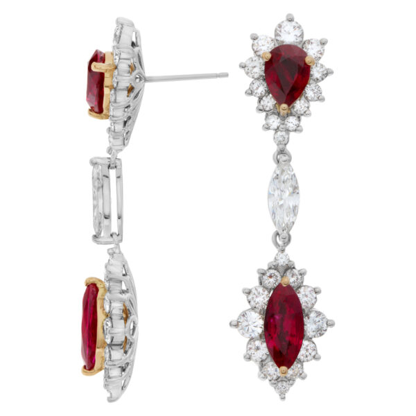 AGL certified Ruby and diamond drop earrings