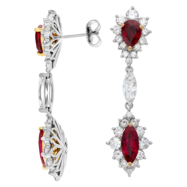 AGL certified Ruby and diamond drop earrings