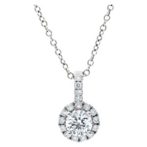 "THE LEO" designer 14K white gold chain with 0.47 carat center full cut round brilliant diamond pendant