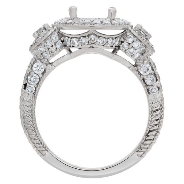 Beautiful diamond setting with approximately 1 carat full cut round brilliant diamonds, set in 14k white gold