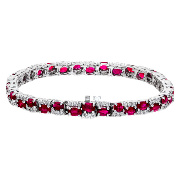 Diamond and ruby bracelet in 14k white gold