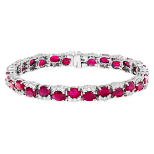 14k white gold bracelet w 16.05 cts in rubies and 2.65 cts in diamonds