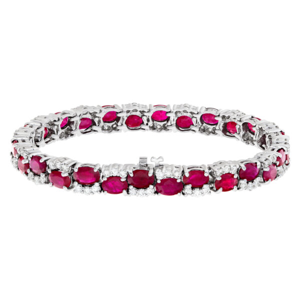 14k white gold bracelet w 16.05 cts in rubies and 2.65 cts in diamonds