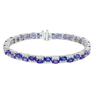 14k white gold bracelet with 10.60 cts in oval tanzanite and 1.80 cts in diamonds