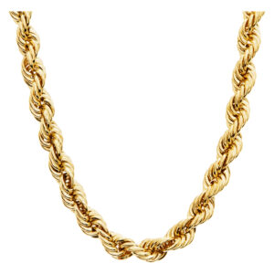 14k yellow gold twisted rope chain. Chain length is 20 inches. Width 2.2 mm