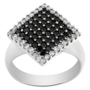 Diamond and black hematite ring in 18k white gold