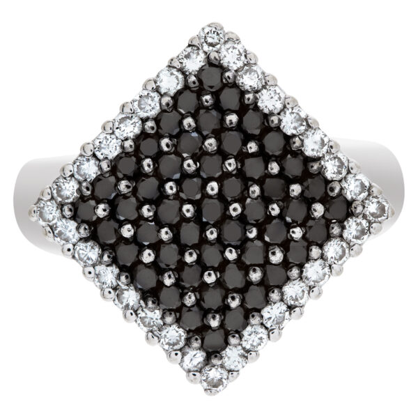 Diamond and black hematite ring in 18k white gold