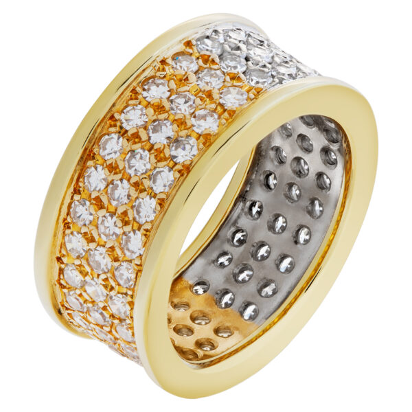 Wide Pave Diamond Band In 18k white and yellow gold