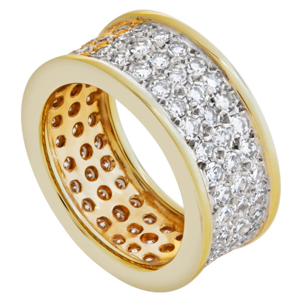 Wide Pave Diamond Band In 18k white and yellow gold