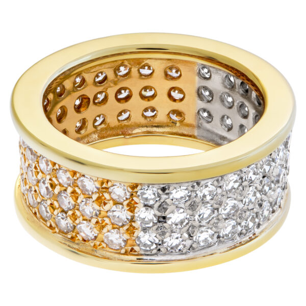 Wide Pave Diamond Band In 18k white and yellow gold