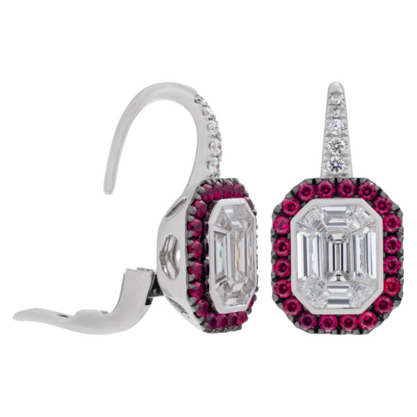 Diamond and ruby earrings in 18k white gold