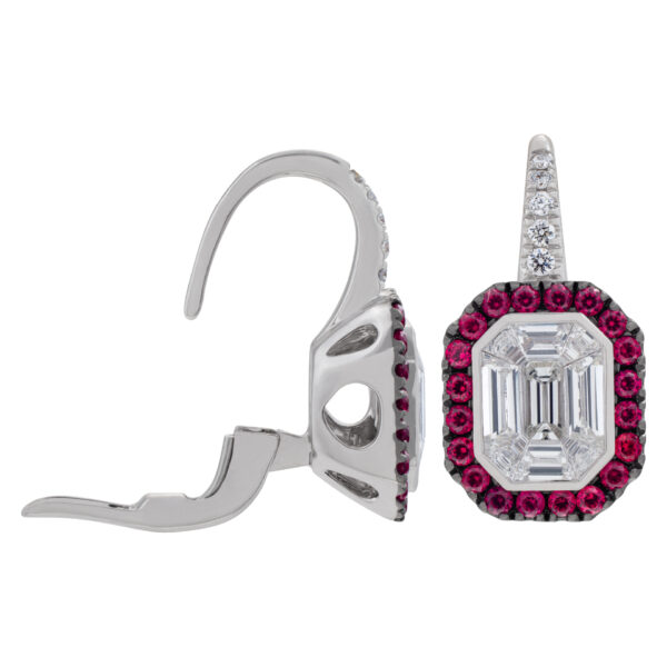 Diamond and ruby earrings in 18k white gold