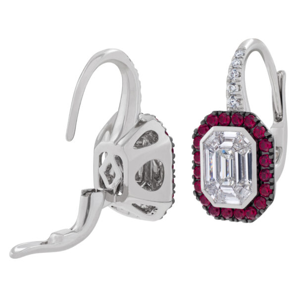 Diamond and ruby earrings in 18k white gold