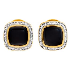 David Yurman Albion onyx and diamond earrings in 18k